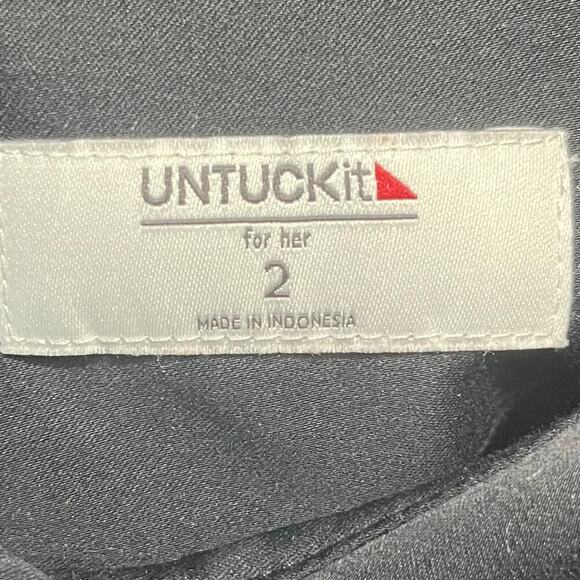 Untuckit Angelina Shirt Dress Womens 2 MIDI Black Cotton Stretch Business Travel - Picture 5 of 8